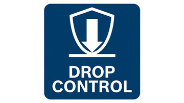 Một biển báo màu xanh có mũi tên hướng xuống và dòng chữ "DROP CONTROL".