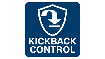 Logo Kickback Control màu xanh với thiết kế hình khiên và mũi tên.