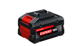 Pin Bosch Professional màu đen với chi tiết màu đỏ, dòng Expert 18V.