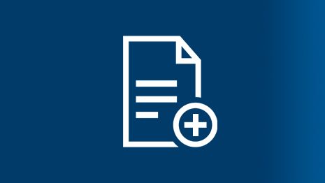 Biểu tượng tài liệu trắng với dấu cộng trên nền xanh.