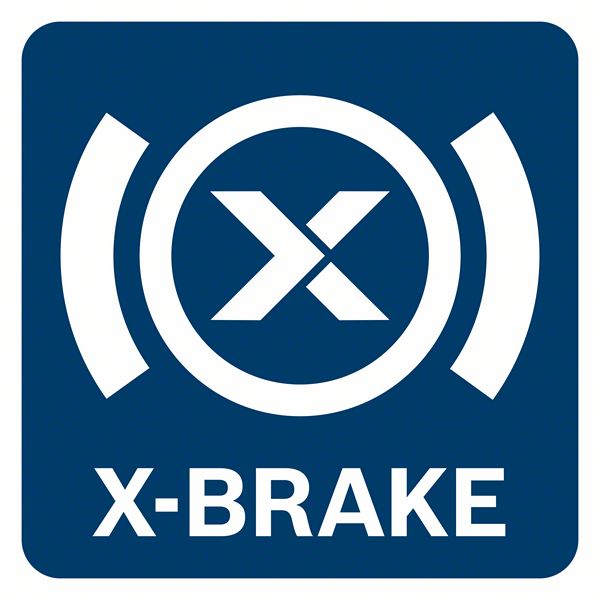 Logo với nền màu xanh và biểu tượng X-BRAKE màu trắng.