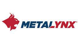 METALYNX Logo Metalynx, màu đỏ và xanh, với hình đầu linh miêu cách điệu.