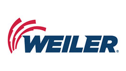 Weiler Abrasives Logo Weiler màu xanh lam với các yếu tố màu đỏ và xám.