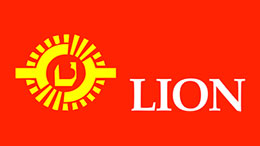 Beilun Futuo Mechanical Tools Co.,Ltd Logo màu đỏ với hình con sư tử màu vàng và chữ 'LION'.